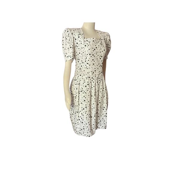 90s NWT David Warren NY Bonwit Teller White & Black Polka Dot Career Dress Sz 8 - Picture 5 of 7